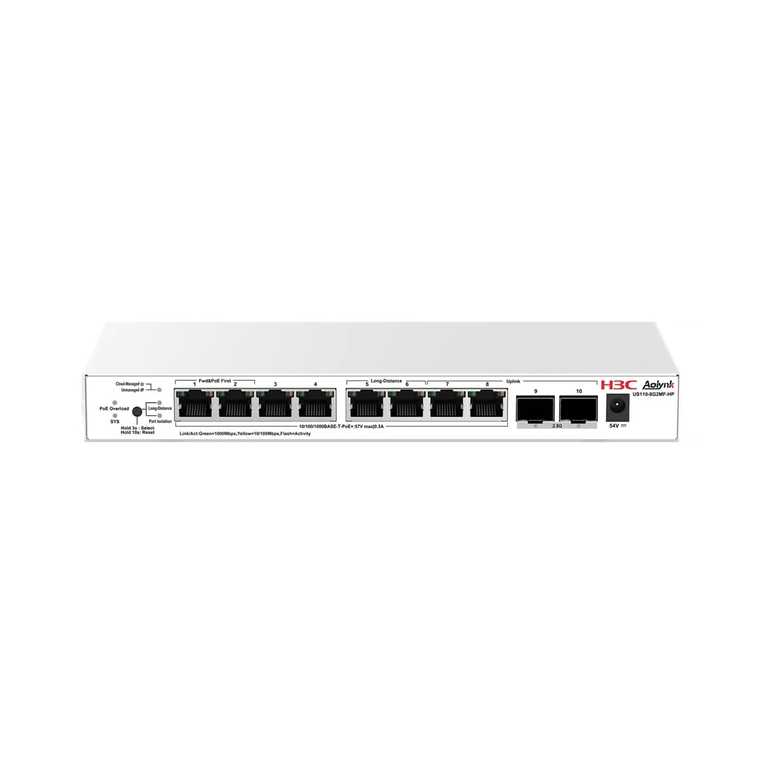 Коммутатор H3C Aolynk US110-8G2MF-HP